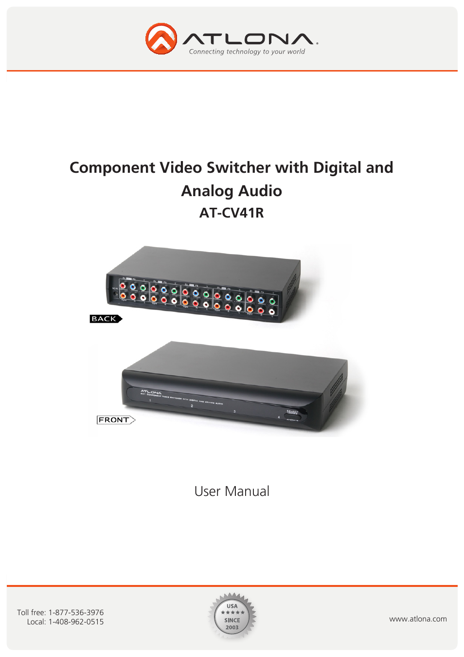 Atlona AT CV41R User Manual | 8 pages