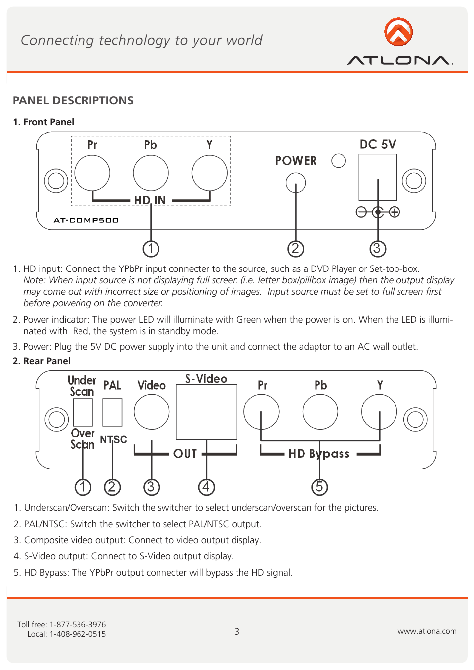 Panel descriptions | Atlona AT COMP500 User Manual | Page 4 / 8