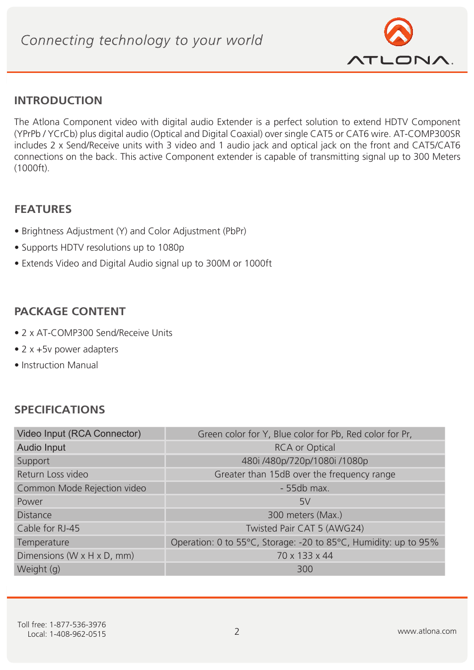 Atlona AT COMP300SR User Manual | Page 3 / 7