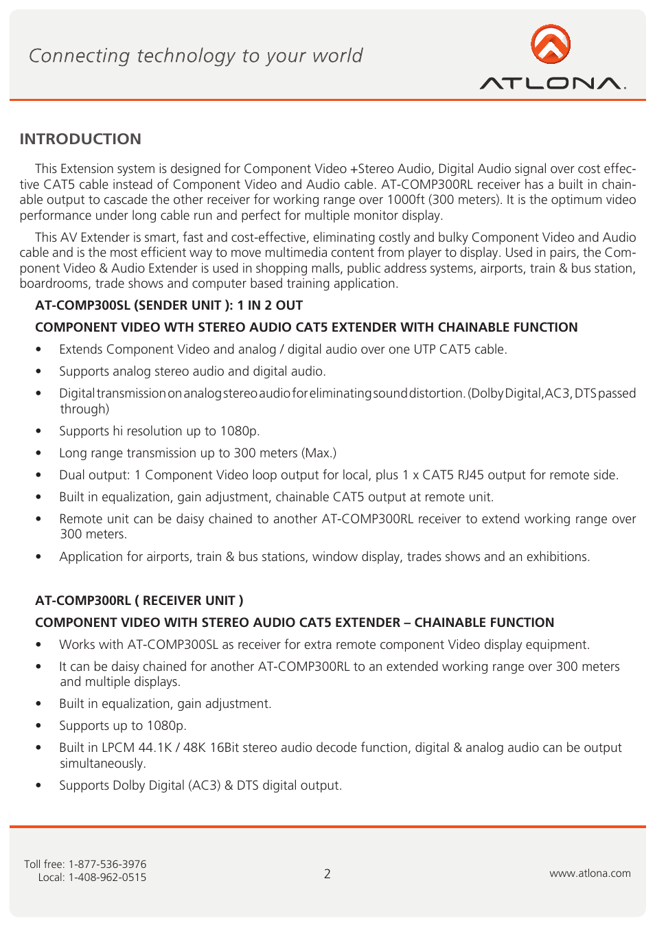 Atlona AT COMP300SL User Manual | Page 3 / 10