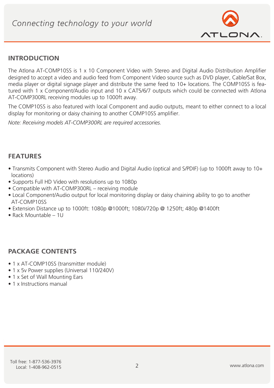 Atlona AT COMP10SS User Manual | Page 3 / 9
