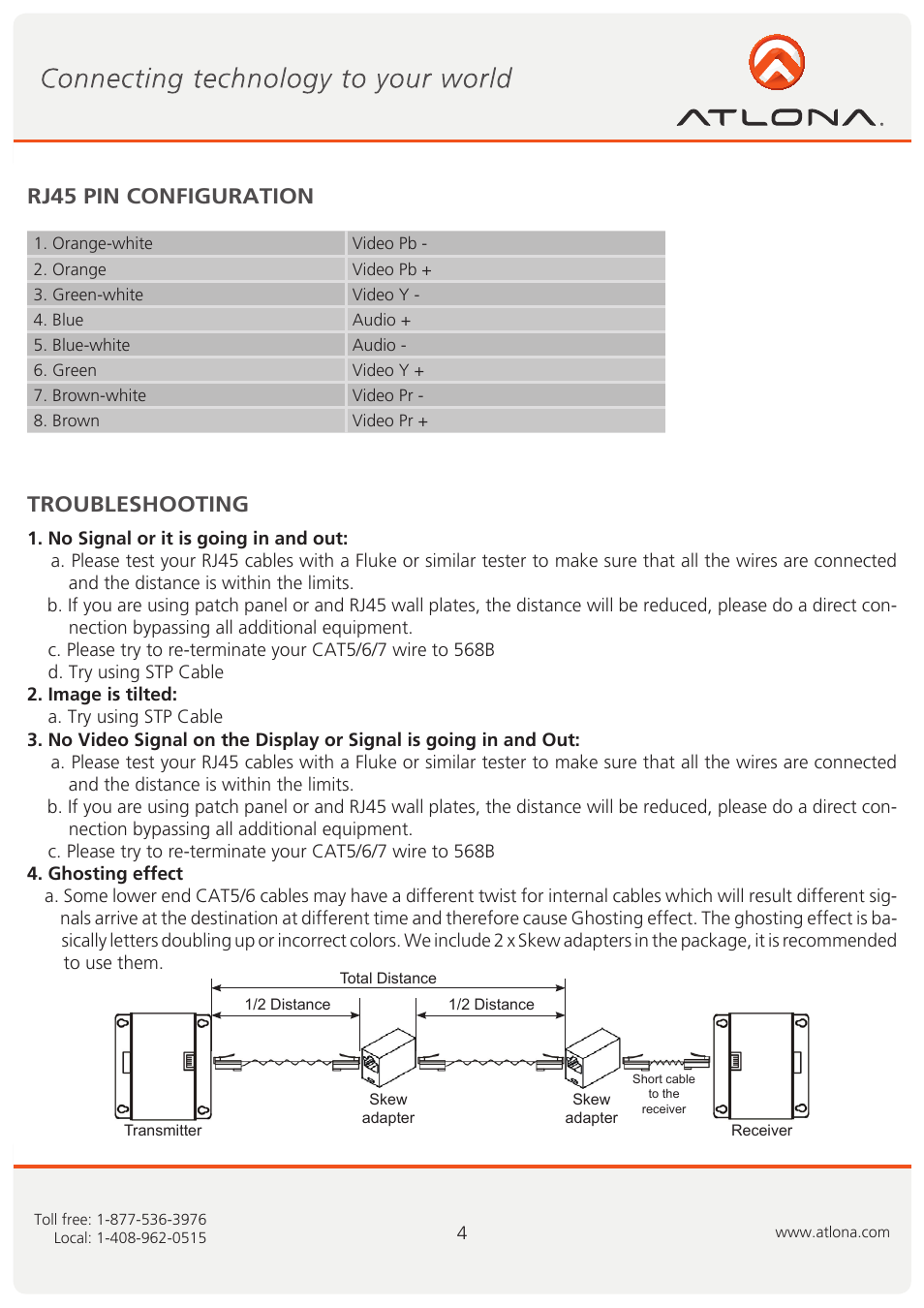 Troubleshooting rj45 pin configuration | Atlona AT COMP10SS User Manual | Page 5 / 9