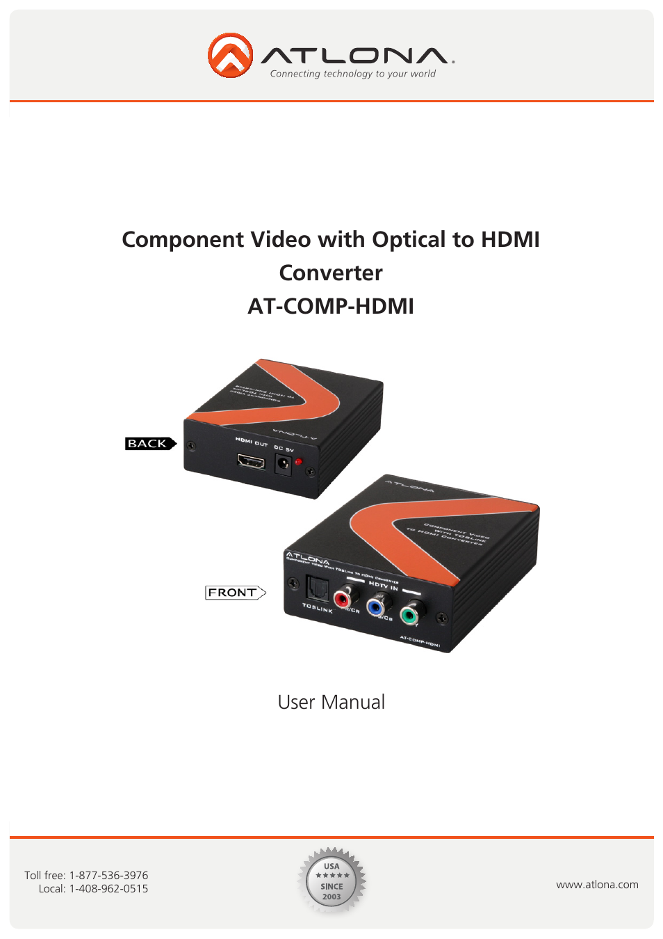 Atlona AT COMP HDMI User Manual | 7 pages