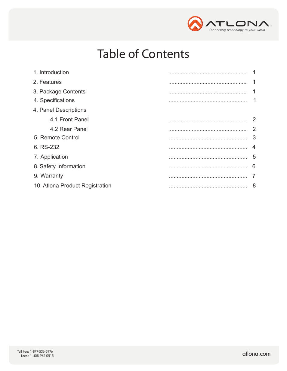 Atlona AT COMP 88M V2 User Manual | Page 2 / 10