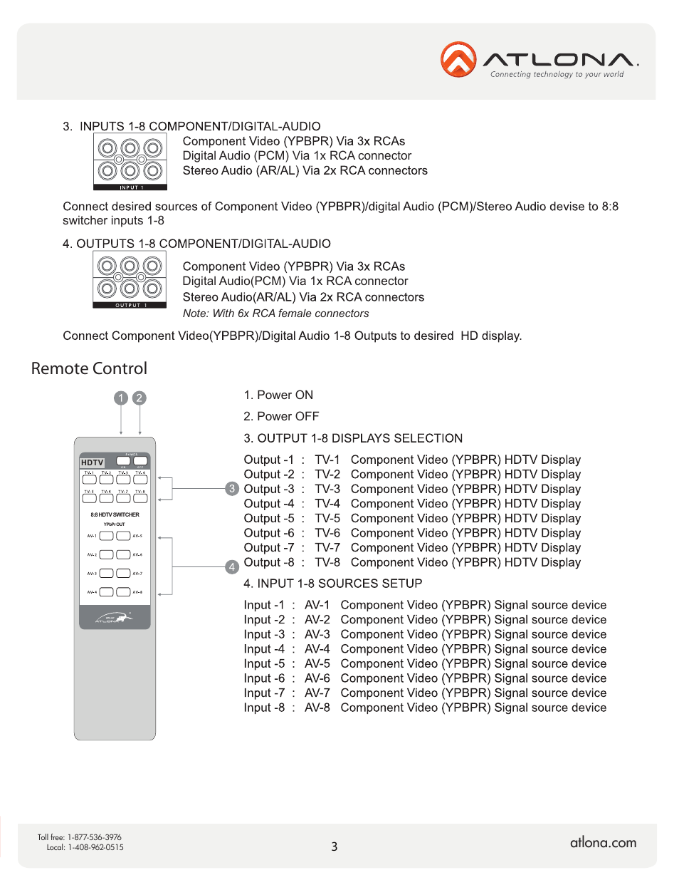 Remote control | Atlona AT COMP 88M V2 User Manual | Page 5 / 10