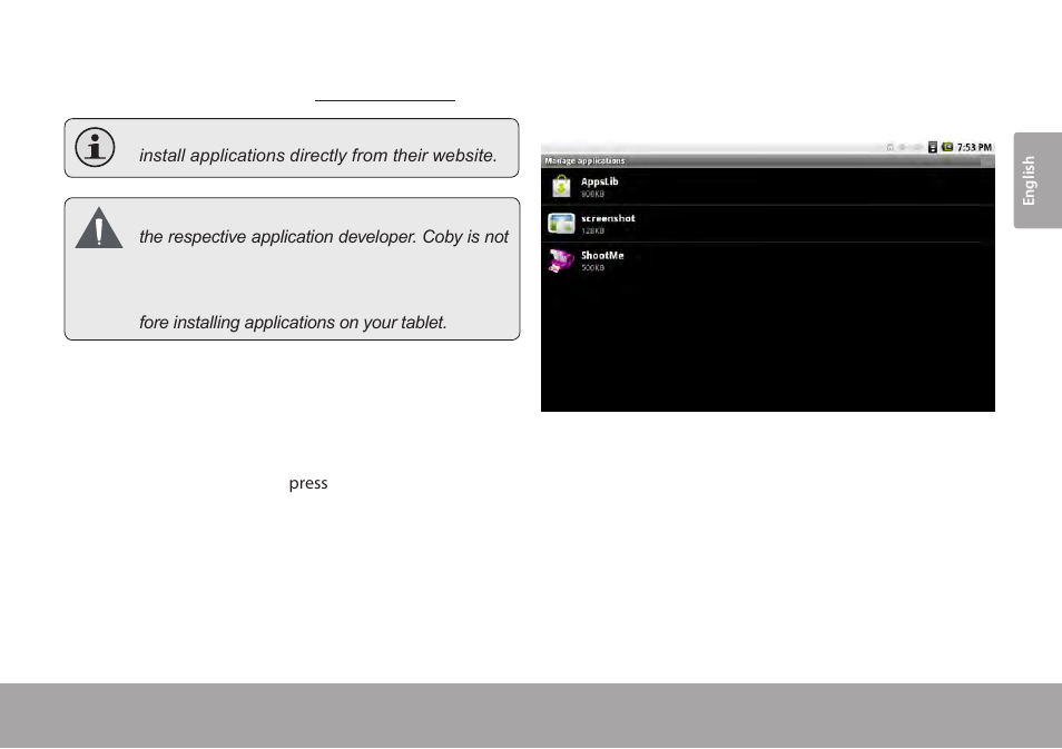 Removing applications | COBY Kyros MID7015-4G User Manual | Page 31 / 55