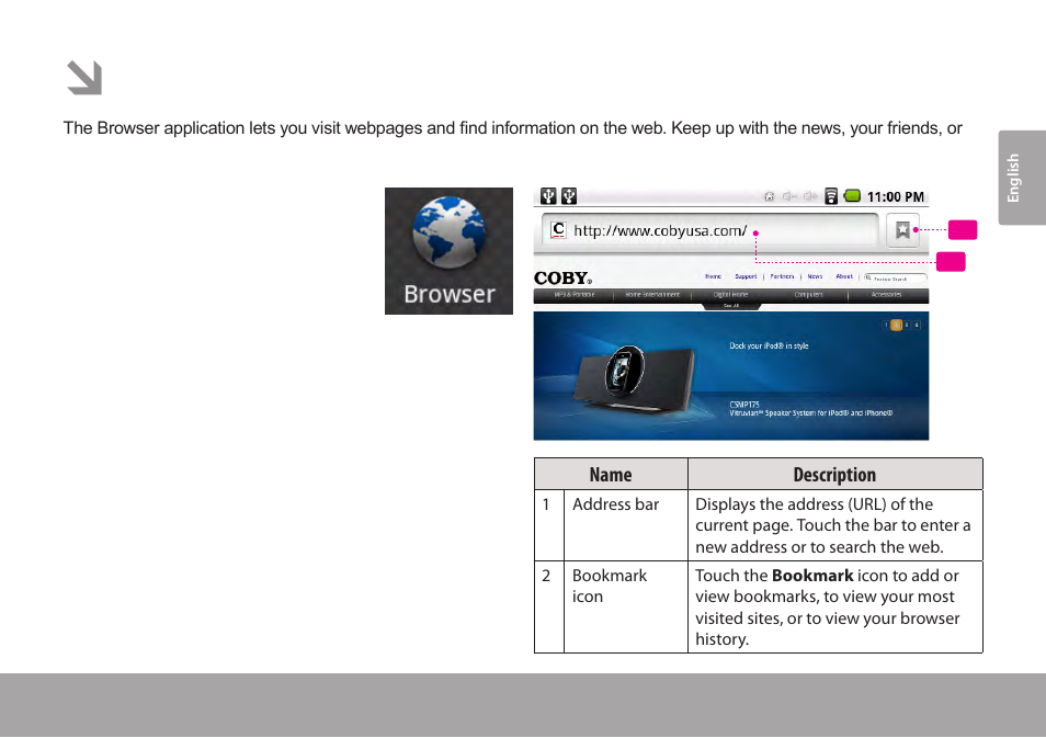 Browsing the web | COBY Kyros MID7015-4G User Manual | Page 33 / 55