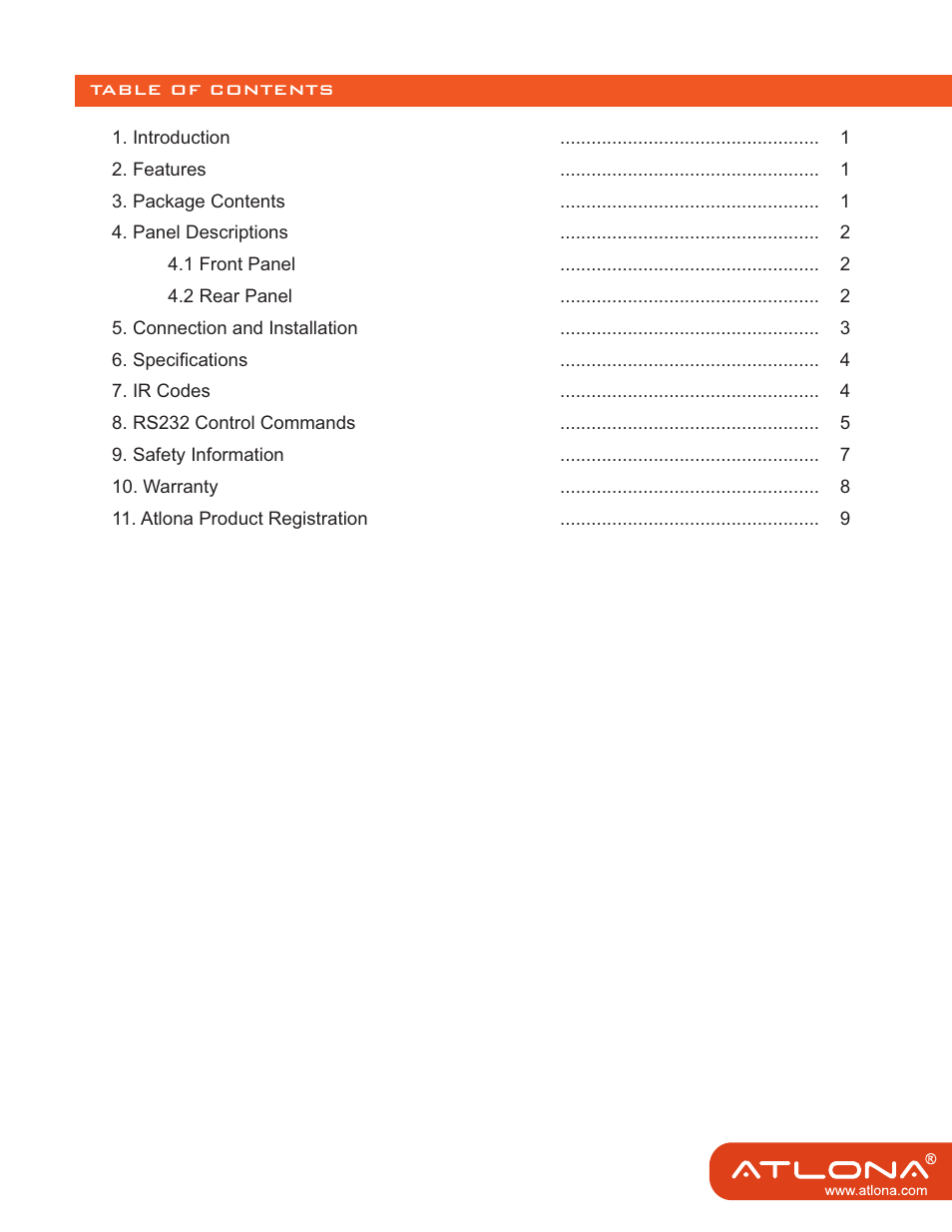 Atlona AT COMP 42M User Manual | Page 2 / 11
