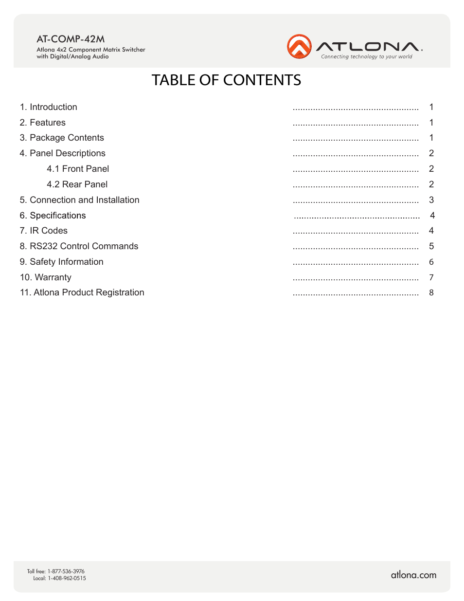 Atlona AT COMP 42M V2 User Manual | Page 2 / 10