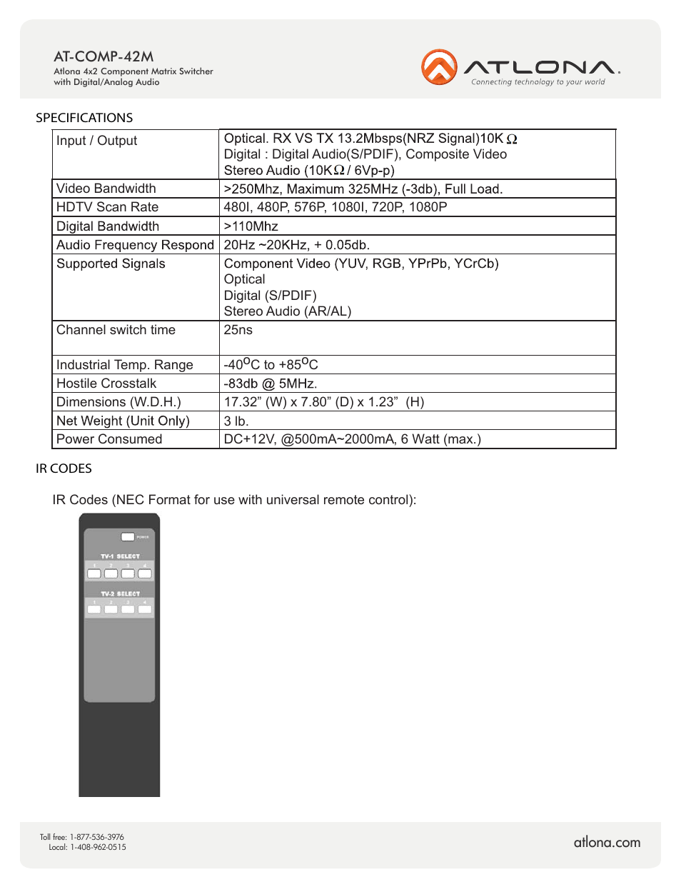 Atlona AT COMP 42M V2 User Manual | Page 6 / 10