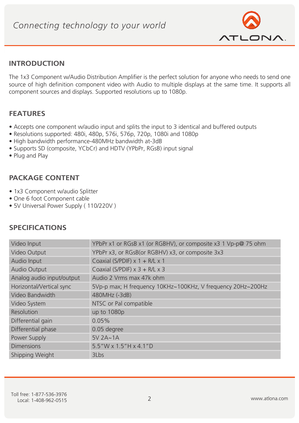 Atlona AT COMP 13AD User Manual | Page 3 / 8