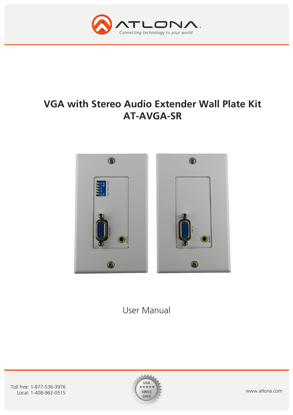 Atlona AT AVGA SR User Manual | 8 pages