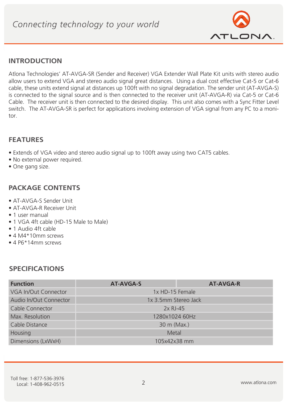 Atlona AT AVGA SR User Manual | Page 3 / 8
