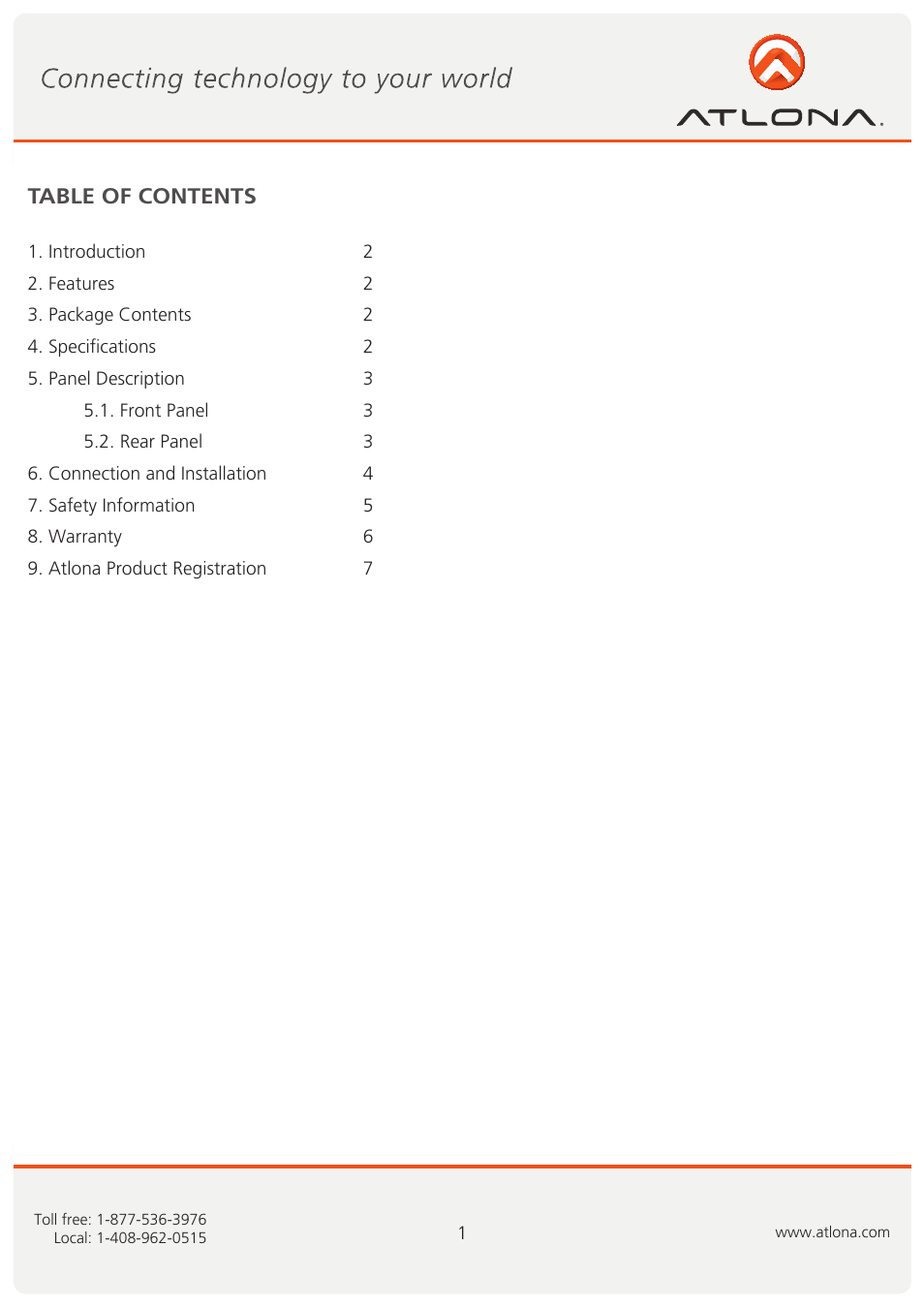 Atlona AT AV18 User Manual | Page 2 / 8