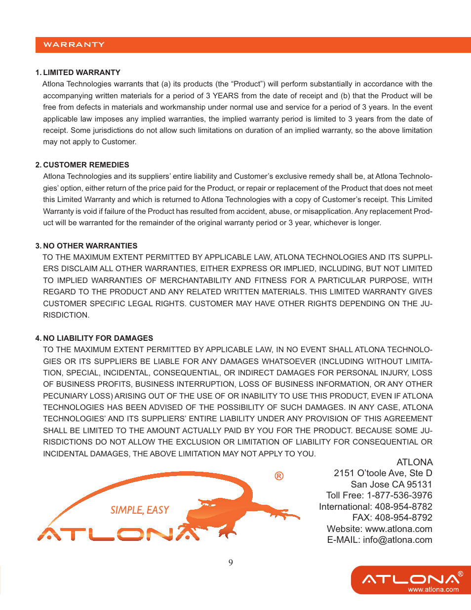Atlona AT AV0808N User Manual | Page 11 / 12