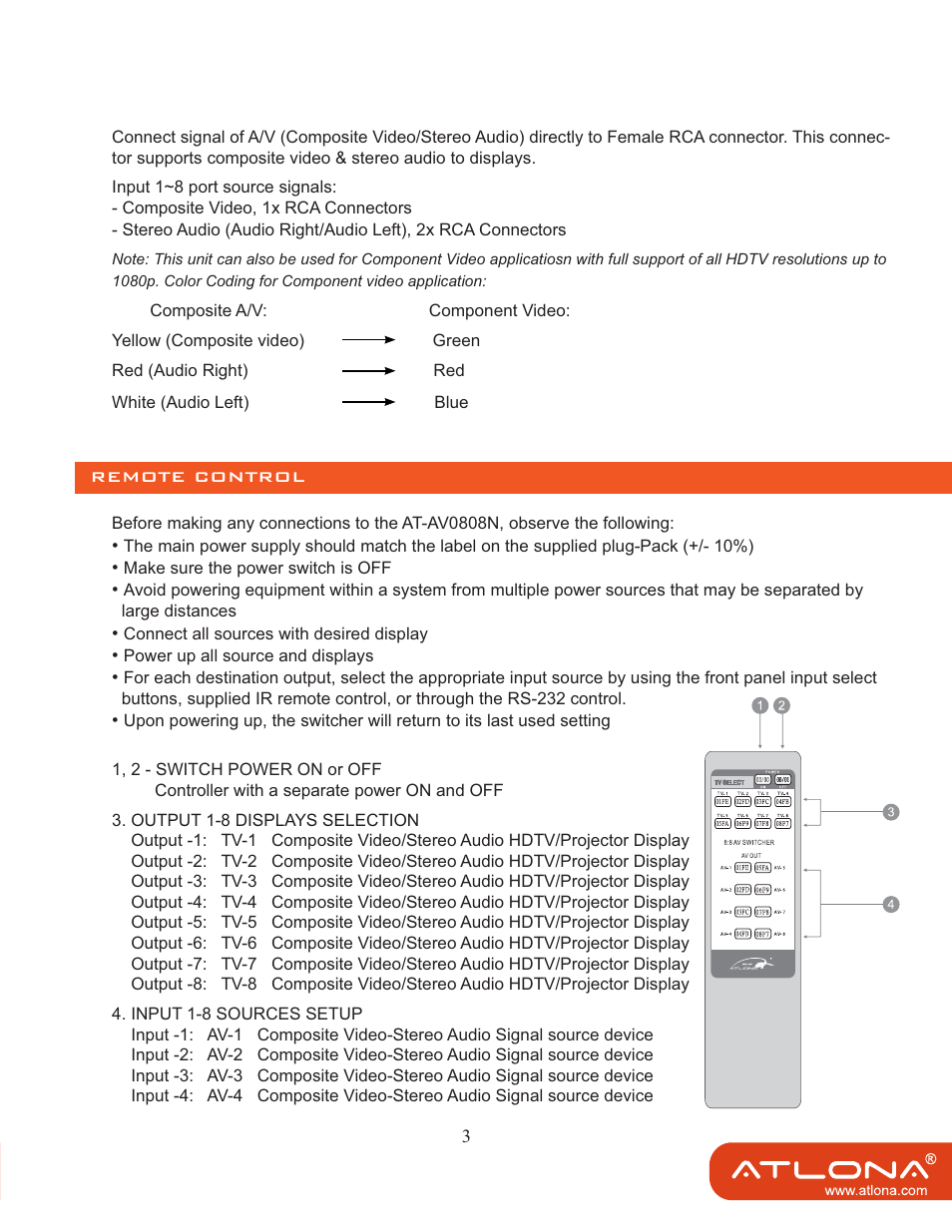 Atlona AT AV0808N User Manual | Page 5 / 12