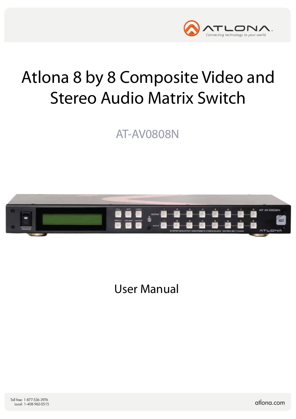 Atlona AT AV0808N V3 User Manual | 10 pages