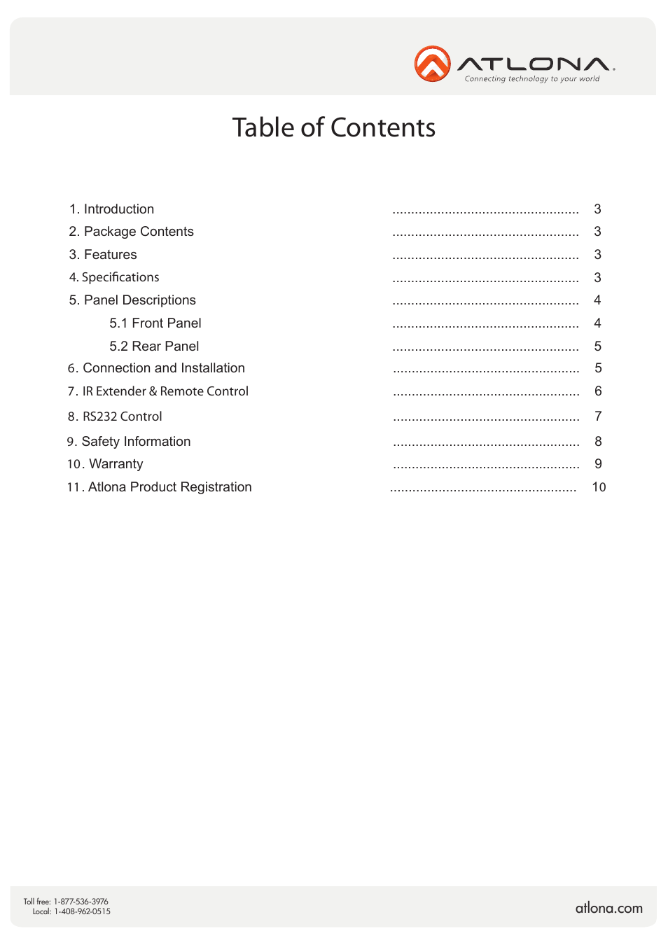 Atlona AT AV0808N V3 User Manual | Page 2 / 10