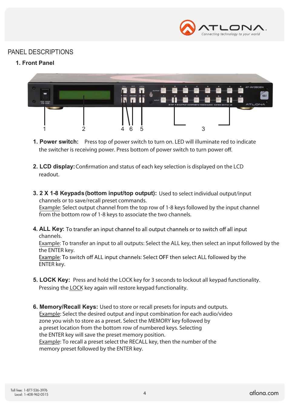 Atlona AT AV0808N V3 User Manual | Page 4 / 10