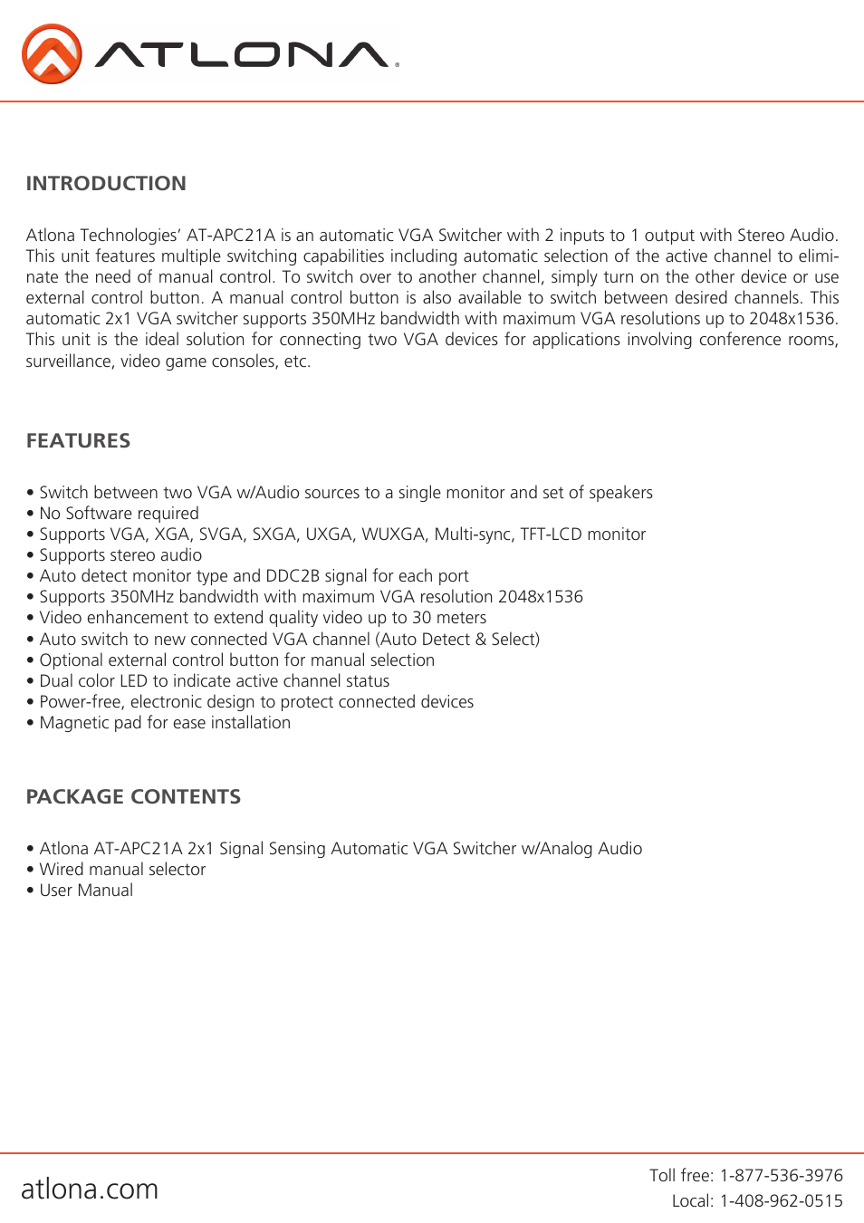 Atlona AT APC21A User Manual | Page 3 / 8