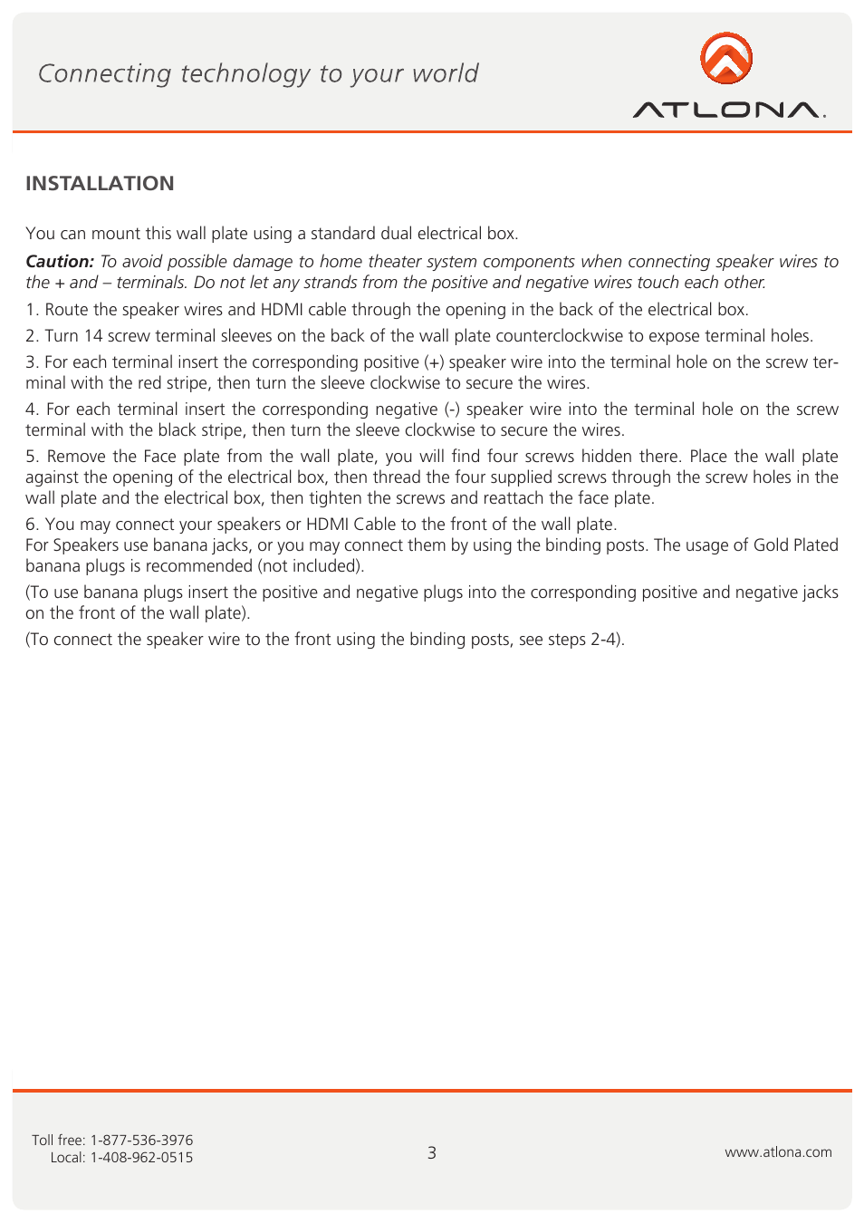 Installation | Atlona AT 80140HD User Manual | Page 4 / 7