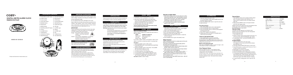 COBY CD-RA145 User Manual | 1 page