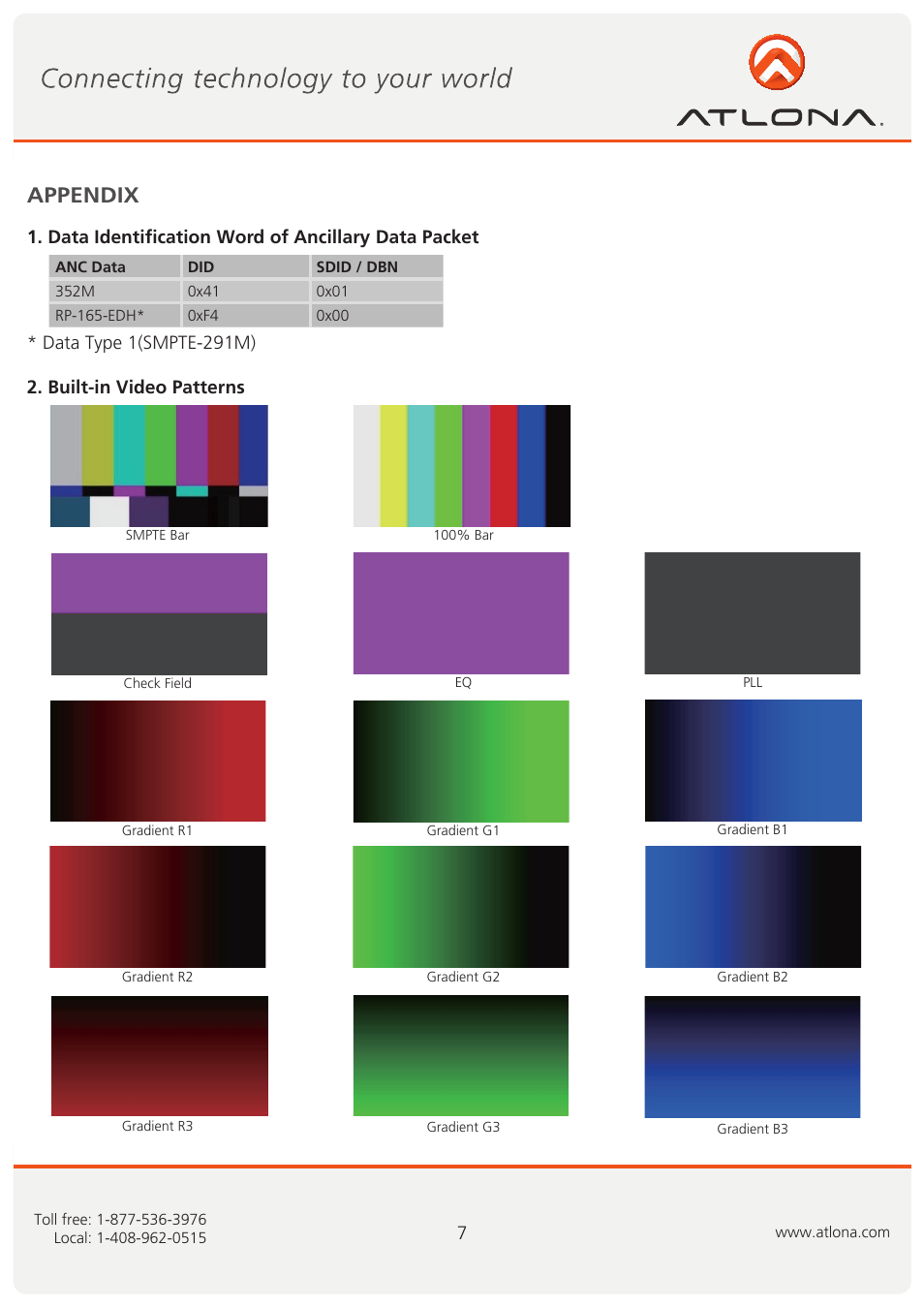 Appendix | Atlona AT 3GSDI500 User Manual | Page 8 / 13
