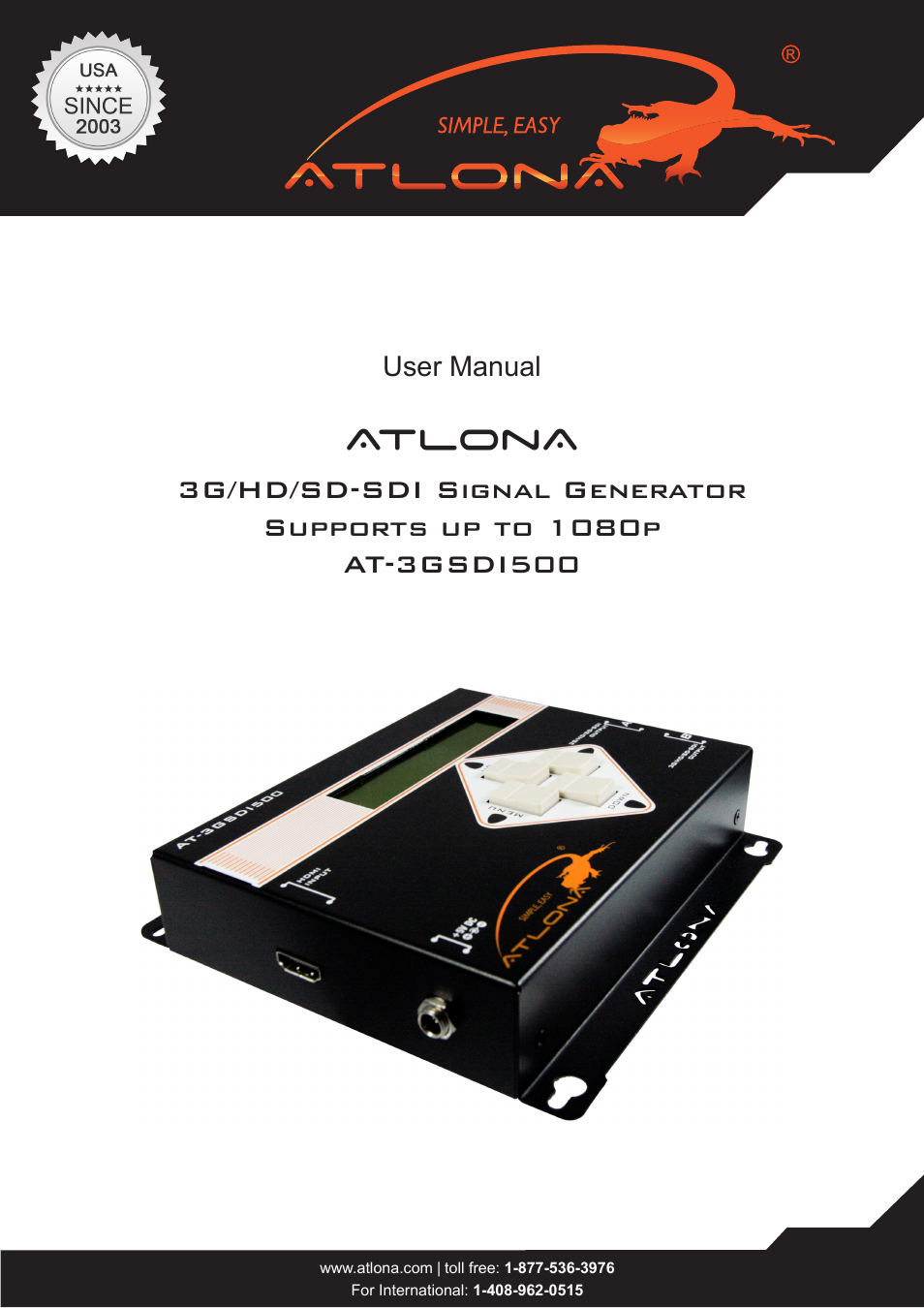 Atlona AT 3GSDI500 User Manual | 16 pages