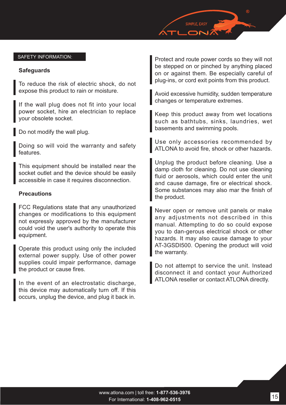 Atlona AT 3GSDI500 User Manual | Page 15 / 16