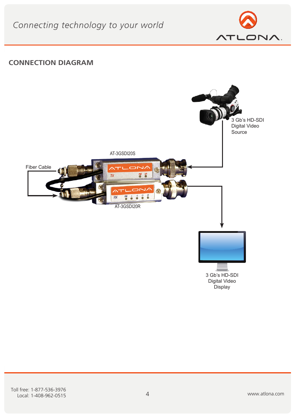 Connection diagram | Atlona AT 3GSDI20SR User Manual | Page 5 / 8