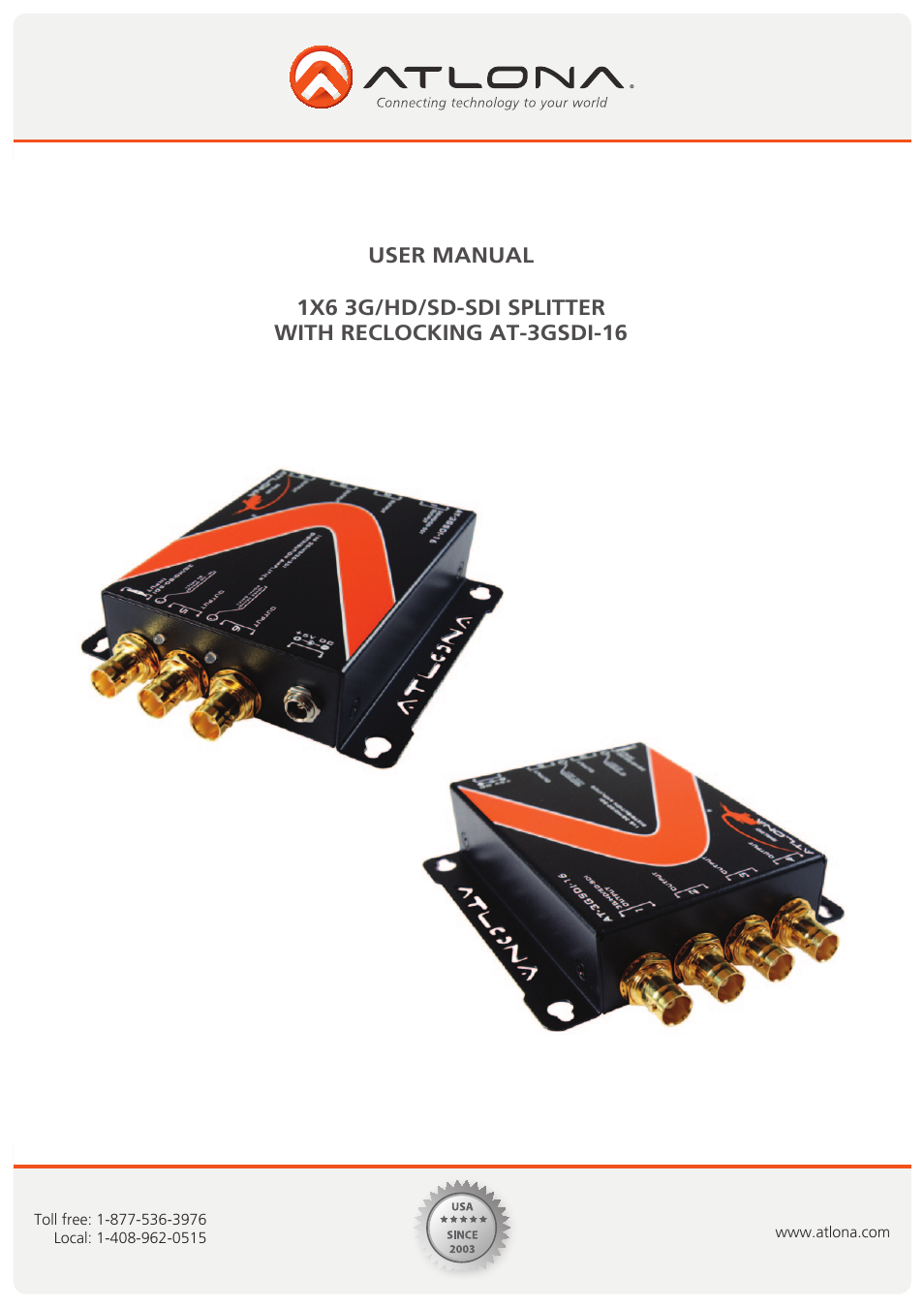 Atlona AT 3GSDI 16 User Manual | 9 pages