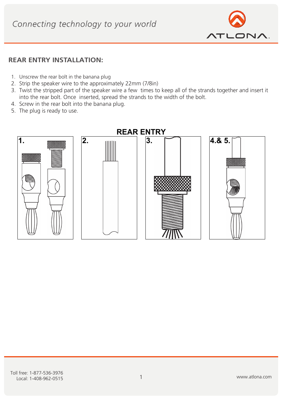 2. 3. 4.& 5. rear entry | Atlona 100085 User Manual | Page 2 / 2