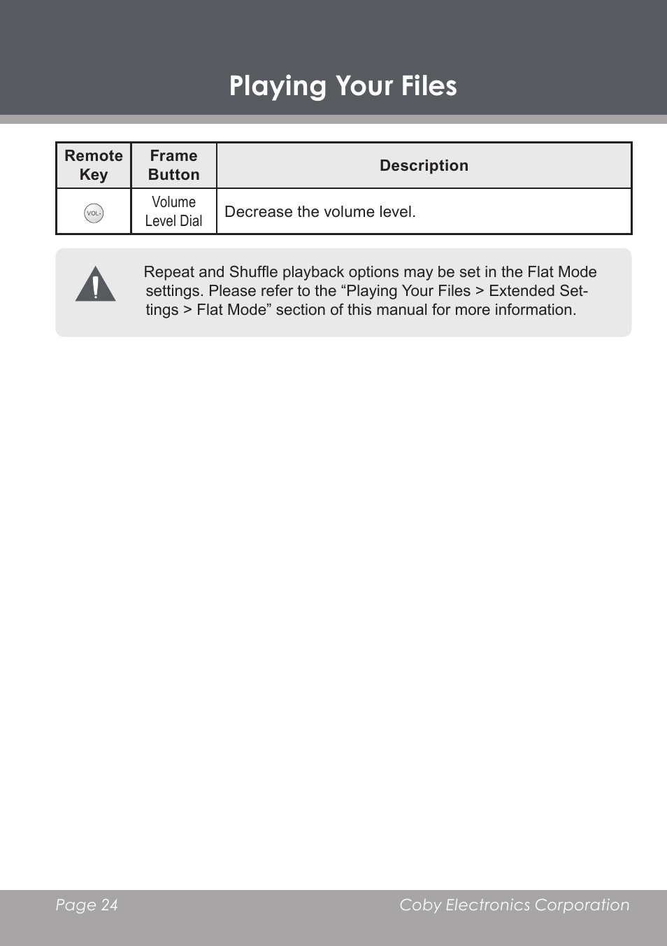 Playing your files | COBY DP-768 User Manual | Page 24 / 36