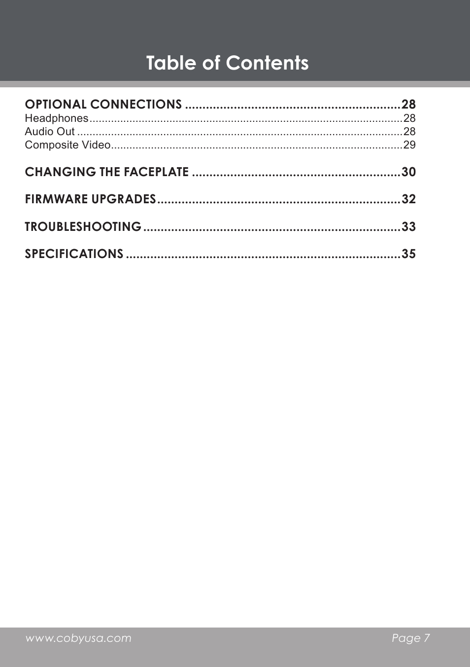 COBY DP-768 User Manual | Page 7 / 36