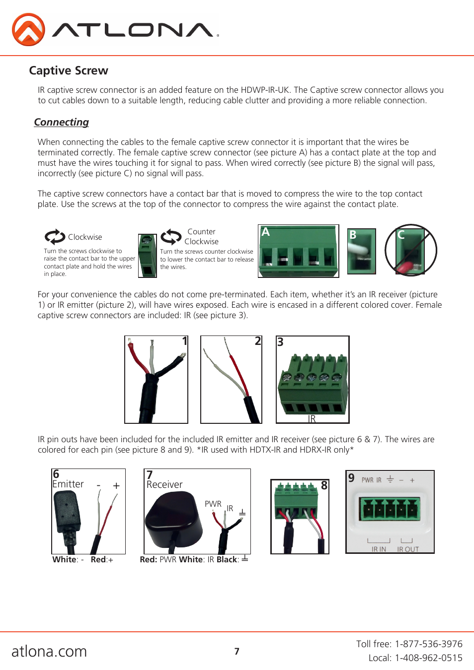 Captive screw | Atlona ATHDWP UK Extenders User Manual | Page 7 / 14