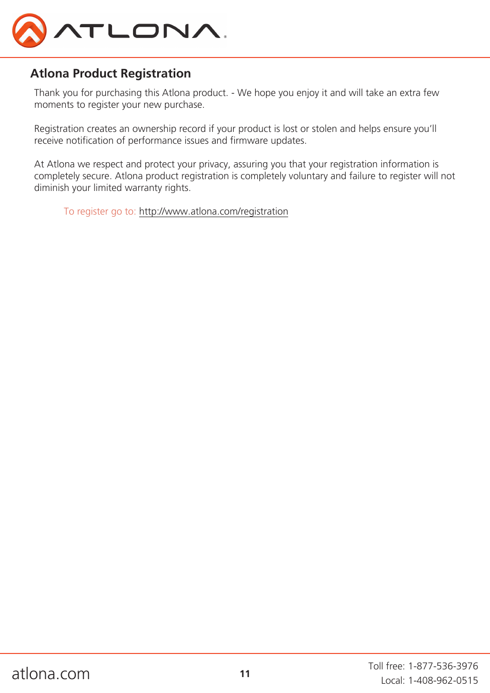 Atlona ATHDVS TX WP User Manual | Page 11 / 11