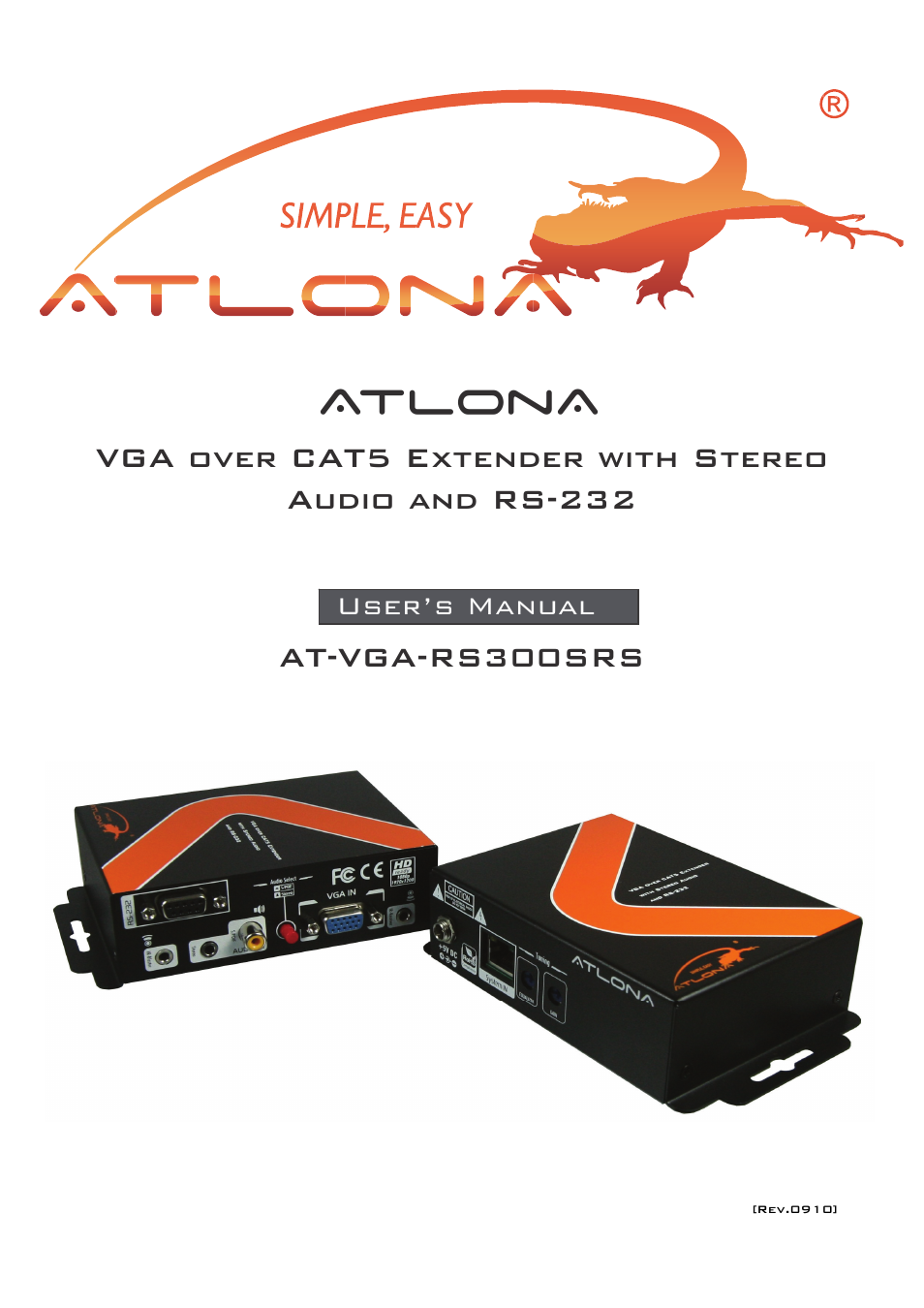 Atlona AT VGA RS300SRS User Manual | 12 pages