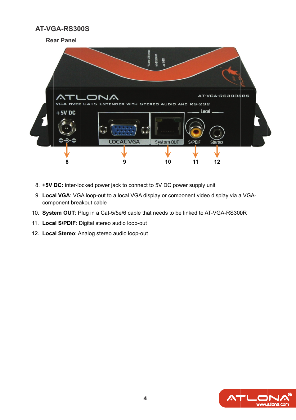 At-vg, Ga-rs30 | Atlona AT VGA RS300SRS User Manual | Page 6 / 12