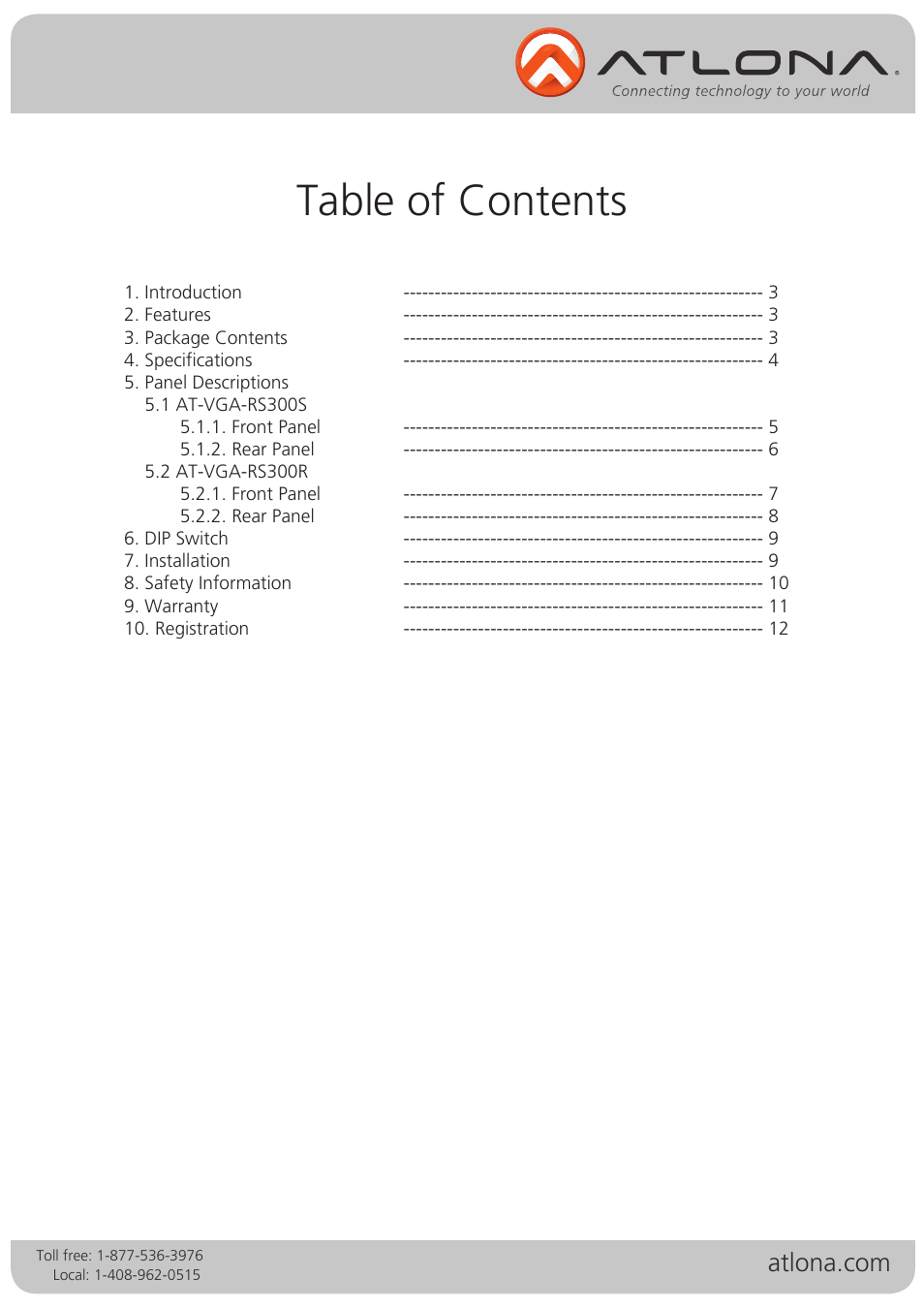 Atlona AT VGA RS300SRS V2 User Manual | Page 2 / 12