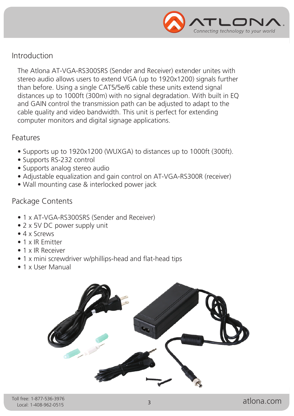 Atlona AT VGA RS300SRS V2 User Manual | Page 3 / 12