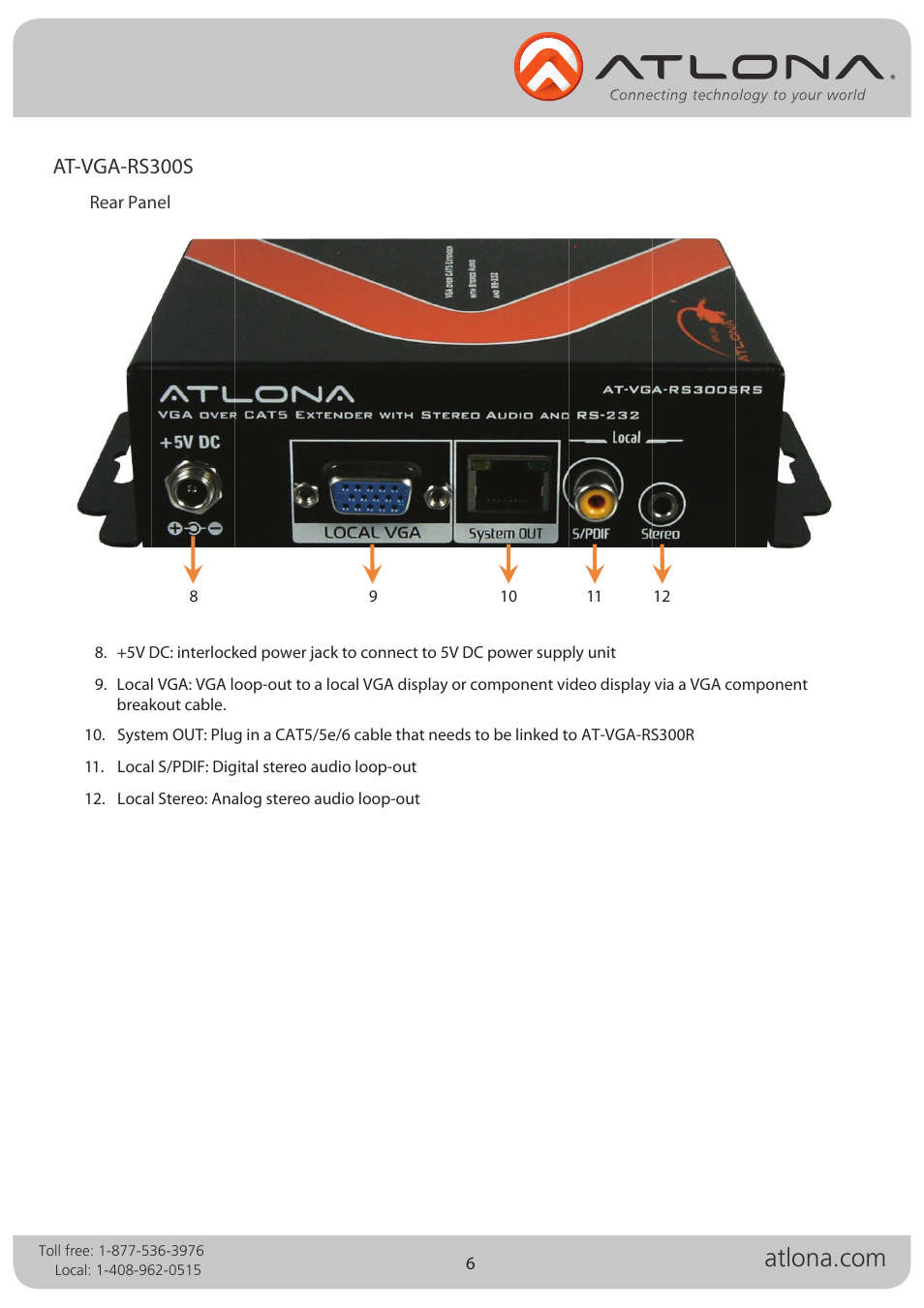 At-vga-rs300s | Atlona AT VGA RS300SRS V2 User Manual | Page 6 / 12