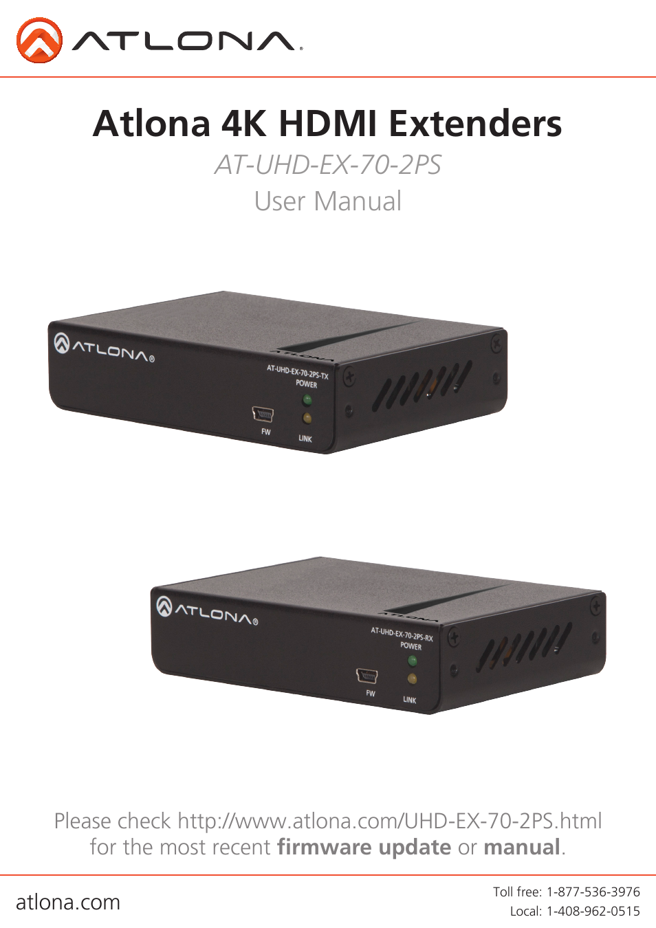 Atlona AT UHD EX 70-2PS User Manual | 10 pages