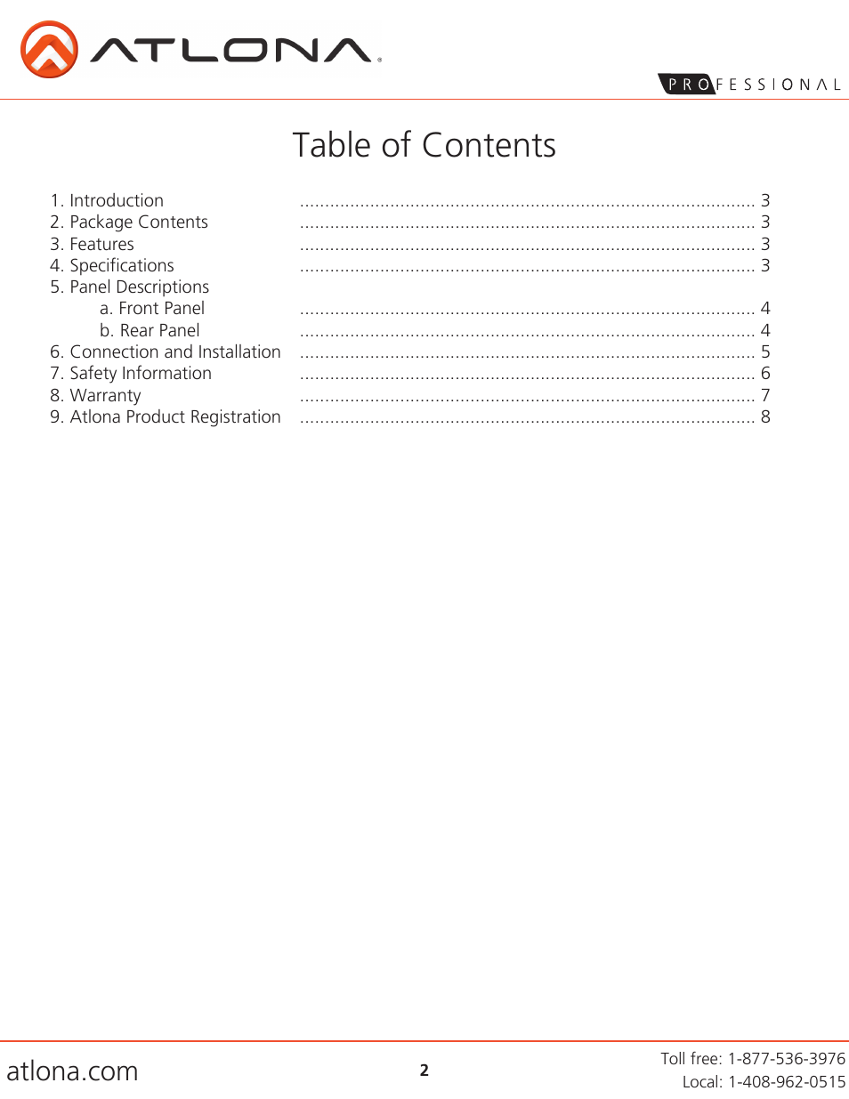 Atlona AT PRO2HDREC DA User Manual | Page 2 / 8