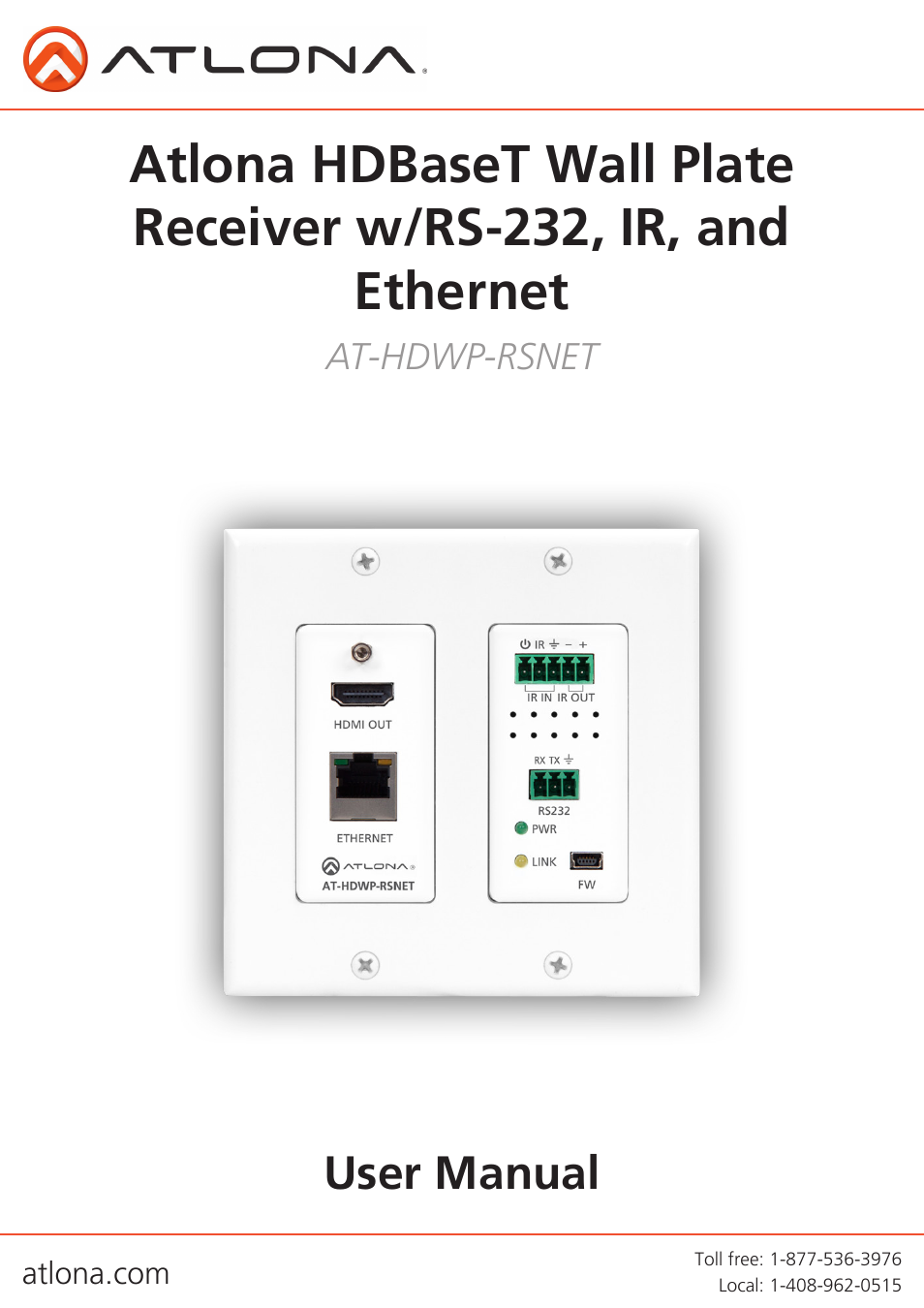 Atlona AT HDWP RSNET User Manual | 13 pages