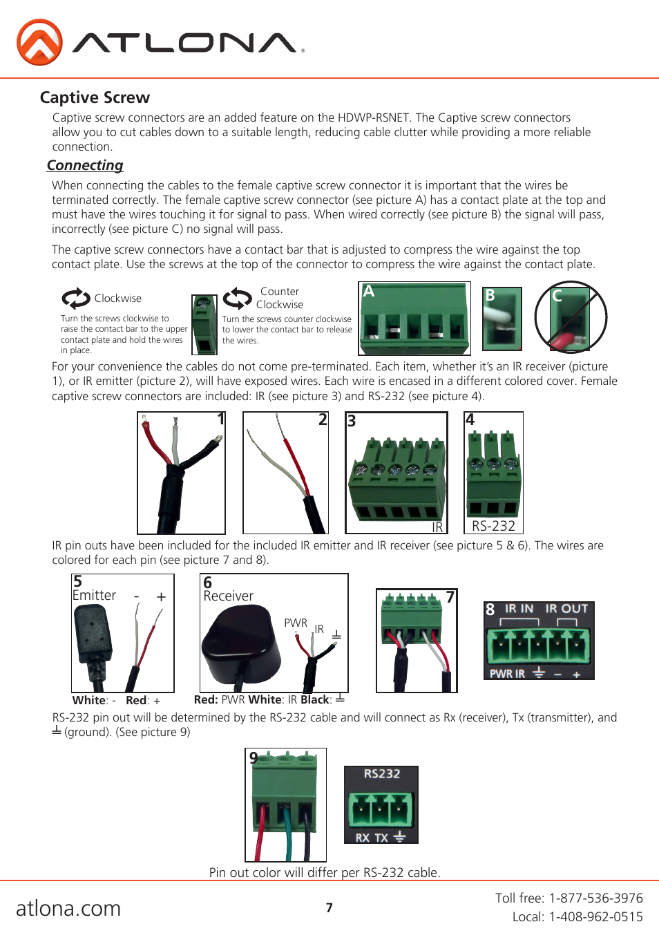 Captive screw | Atlona AT HDWP RSNET User Manual | Page 7 / 13