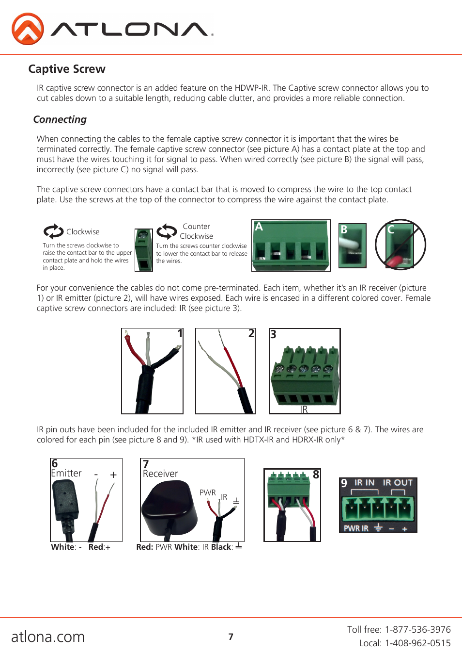 Captive screw | Atlona AT HDWP Extenders User Manual | Page 7 / 14