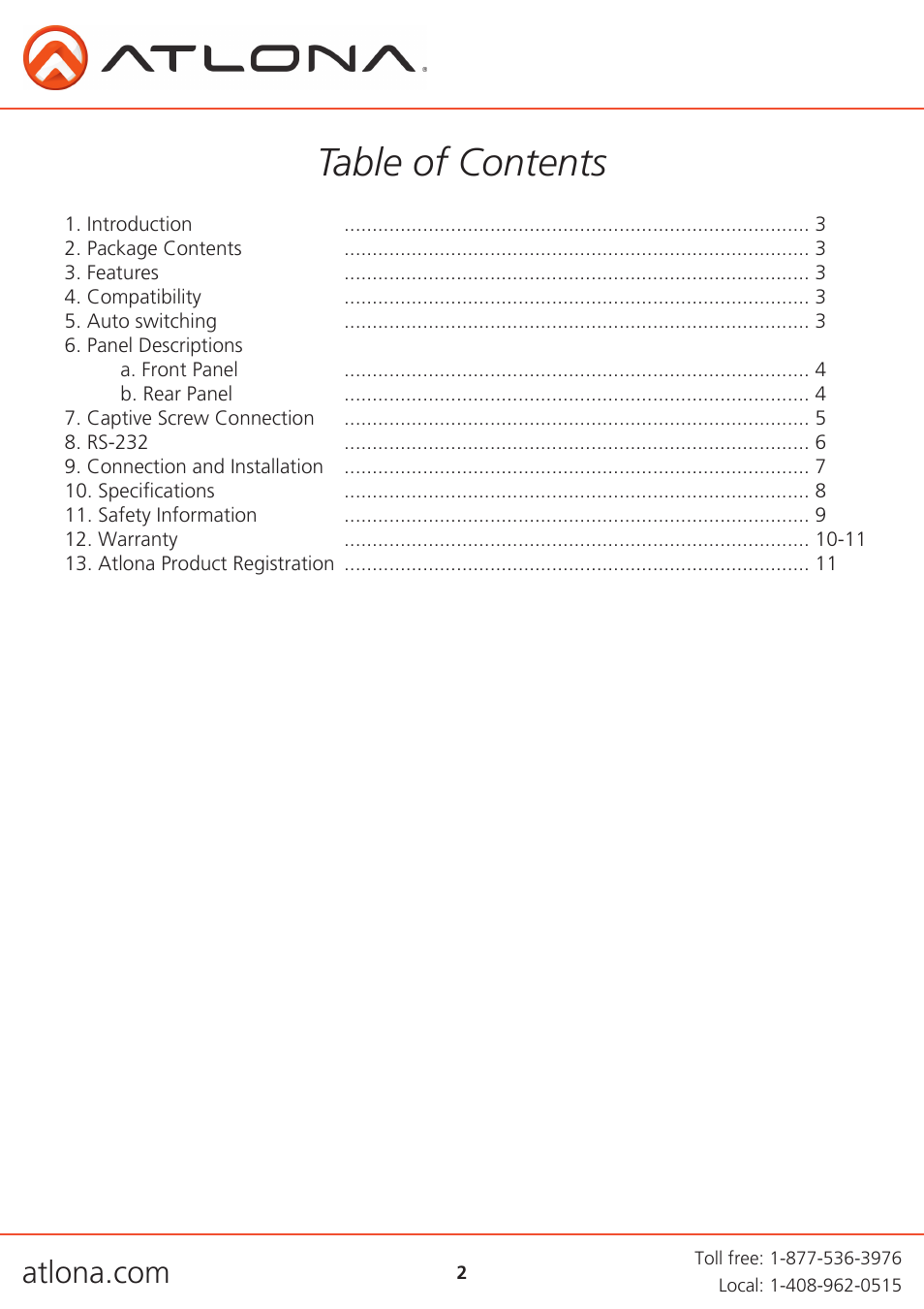 Atlona AT HDVS TX User Manual | Page 2 / 11