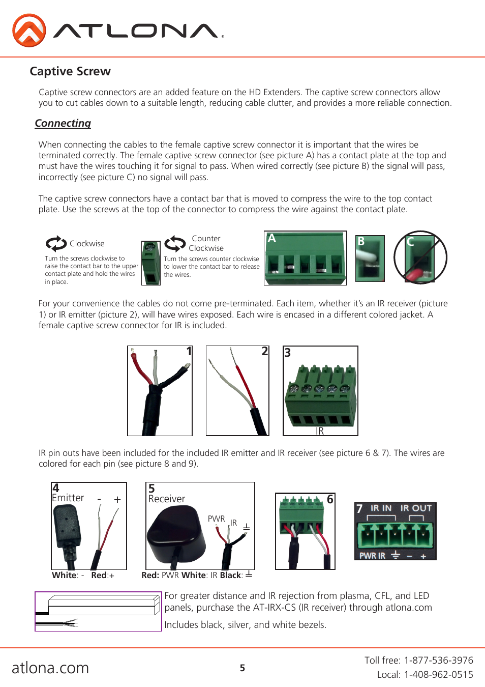 Captive screw, 35 6 7 a b c | Atlona AT HDTXRX ROADNET User Manual | Page 5 / 10