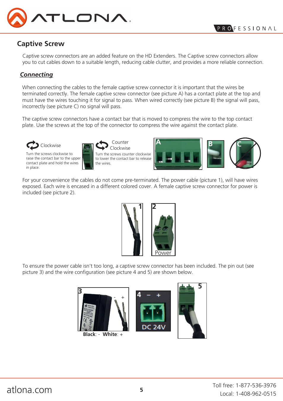 Captive screw, Ab c | Atlona AT HDTX User Manual | Page 5 / 9