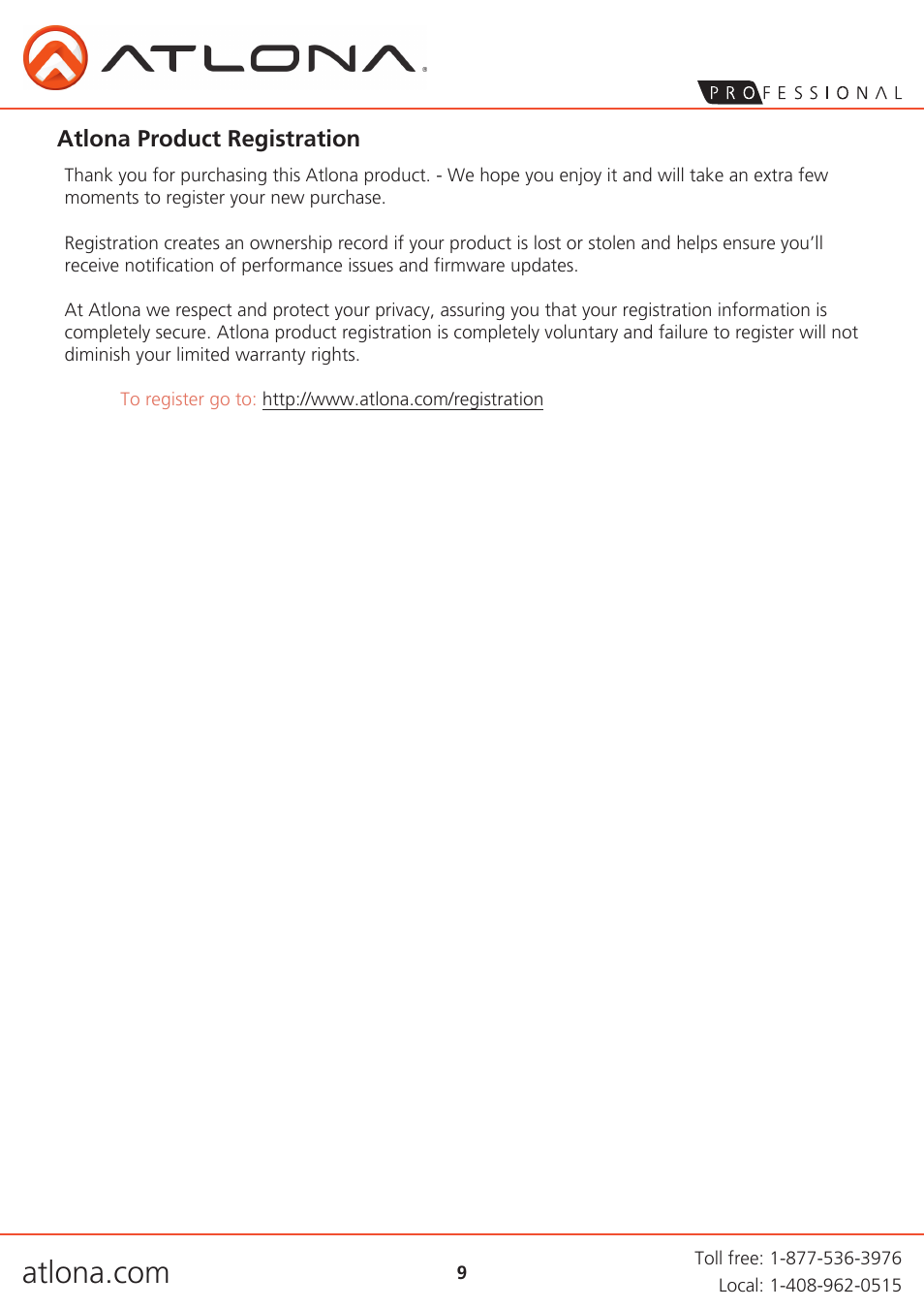 Atlona AT HDTX User Manual | Page 9 / 9